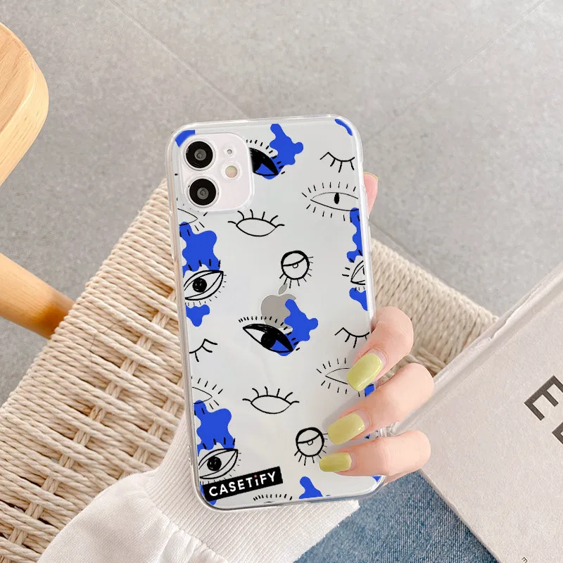 case for iphone 8 Cartoon Cactus Eyes Phone Case For Samsung A21 a21S A30 A40 A50 A70 A71 A51 S9 S10 plus S20 FE Note 20 Ultra 8 9 10 Soft Cover iphone 7 cardholder cases
