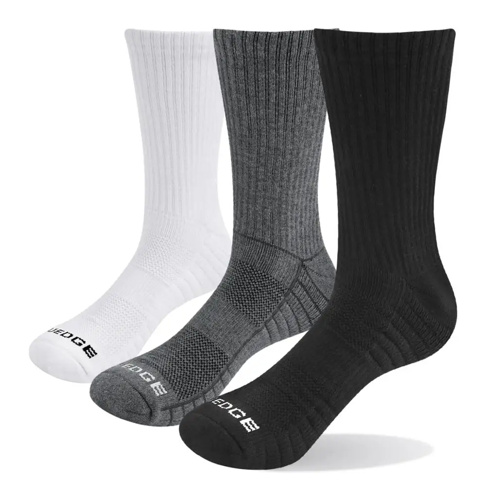 

YUEGDE Brand Men Wicking Csuhion Cotton Crew Comfort Breathable Solid Athletic Casual Socks(5 Pairs/Pack)