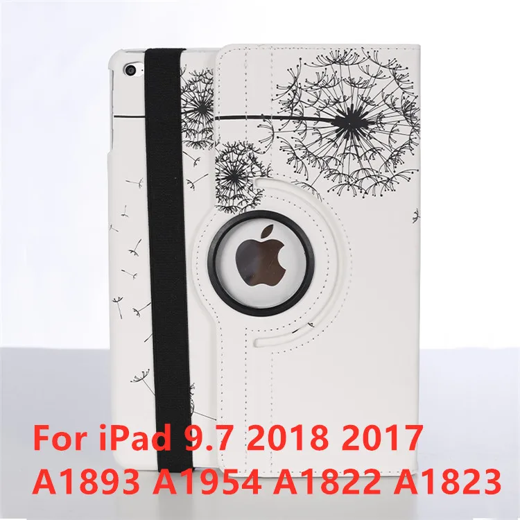 360 Вращающийся чехол с принтом для apple ipad 9,7 чехол с одуванчиком для ipad Air 2 подставка с цветком - Цвет: White 9.7 2018 2017