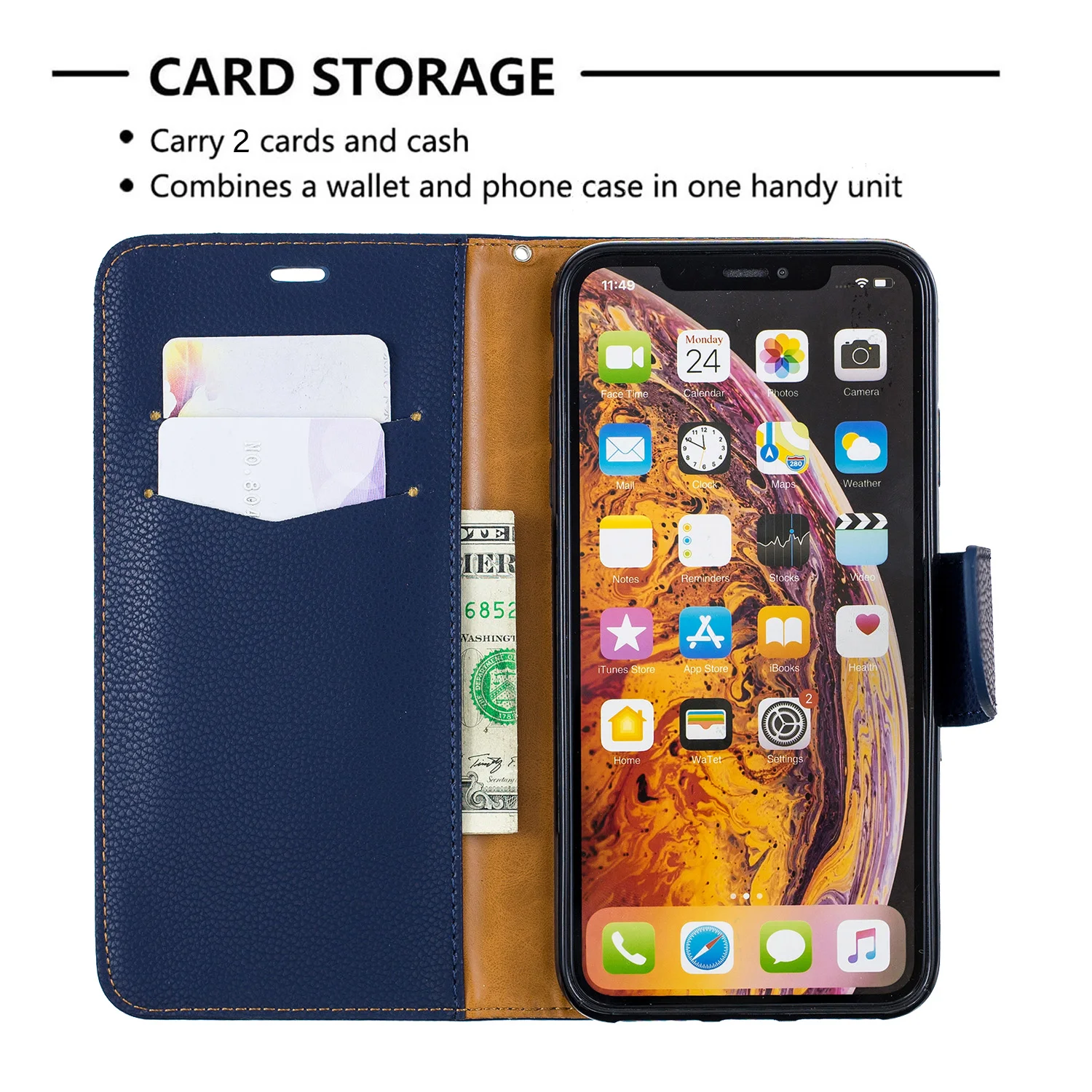 Откидная крышка для iPhone 11 Pro Max роскошный кожаный чехол-подставка с магнитным