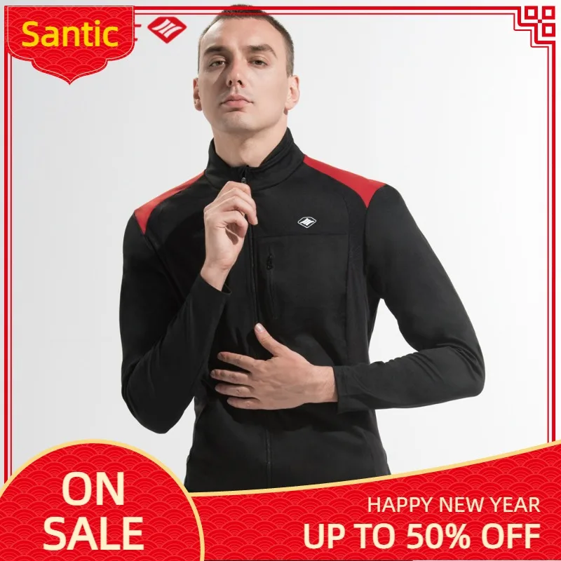 

Santic Men Cycling Jackets Keep Warm Cycling Windproof Jacket Windbreaker Fleece Reflective Jacket Winter Asian Size