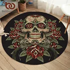 Круглый коврик BeddingOutlet с цветочным рисунком черепа для спальни, коврик для йоги в готическом стиле, 150 см