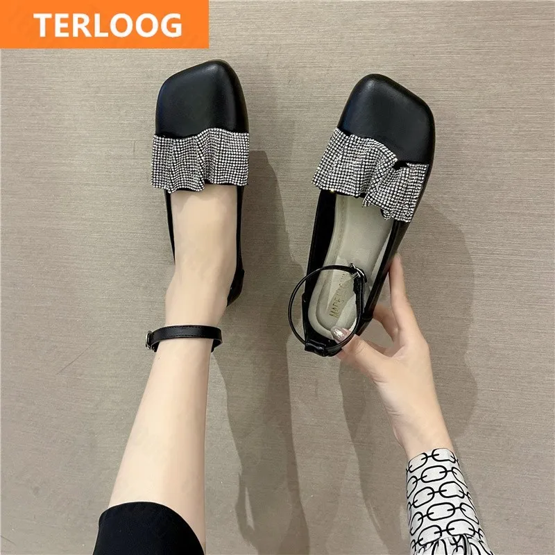 

Женские туфли-лодочки на плоской подошве, свадебные туфли с кристаллами, дизайнерские Повседневные Туфли Мэри Джейн, Новинка лета-осени 2021