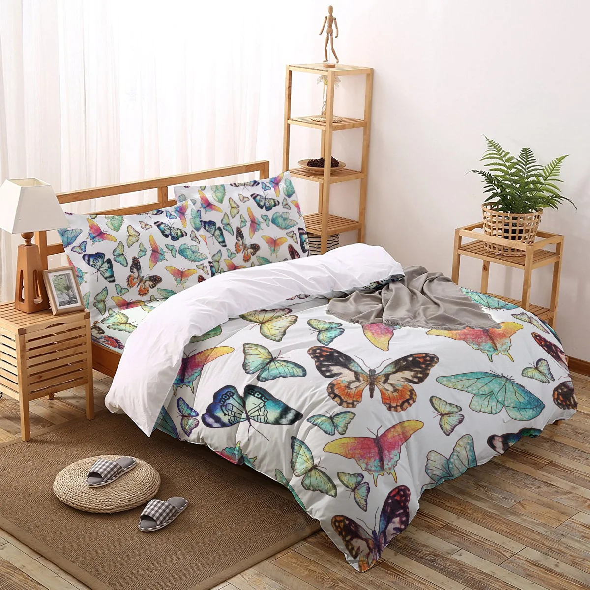

Colorful Butterfly Pattern Bedding Set Sheet Linens Twin Size Duvet Cover Set For Bed Cover Pillowcase For Home