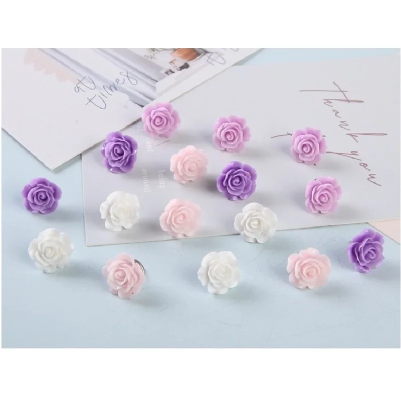 

16pcs/box Romantic rose-shaped pushpins, 7 kinds of gradient color decorative pushpins, stationery favorites of girls