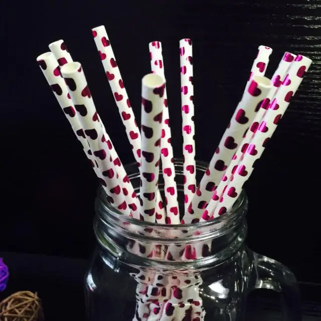 25 шт. фольга красное сердце вечерние соломинки Рождество День Святого Валентина