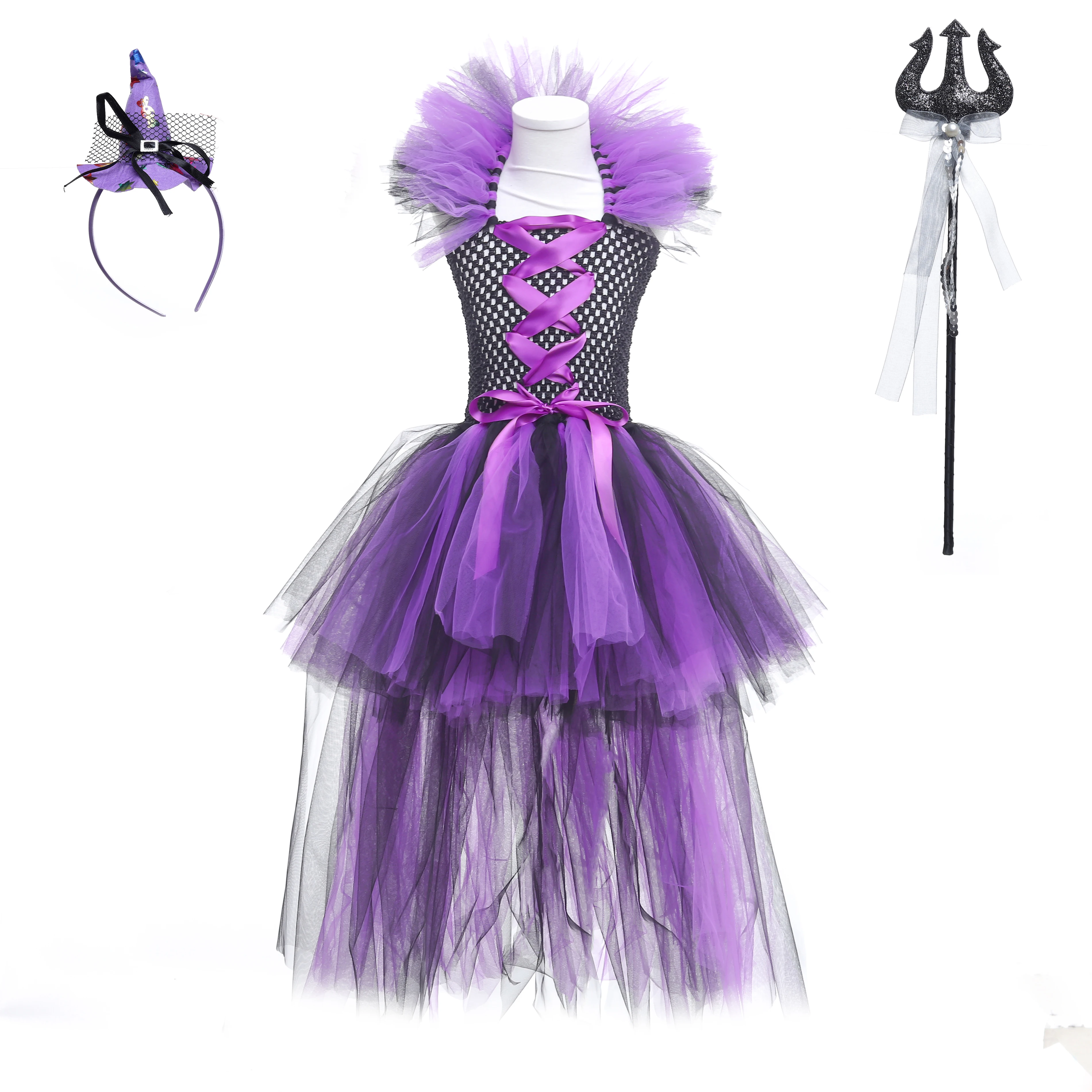 

Детский костюм на Хэллоуин для маленьких девочек, карнавальный костюм ведьмы для девочек, вечерние платья-пачки для маленьких принцесс, нарядная одежда