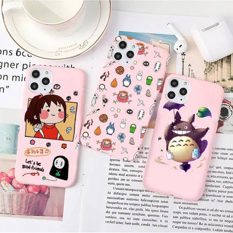 

Totoro Hayao Miyazaki Japan Phone Case Candy Color for iPhone 6 7 8 11 12 s mini pro X XS XR MAX Plus