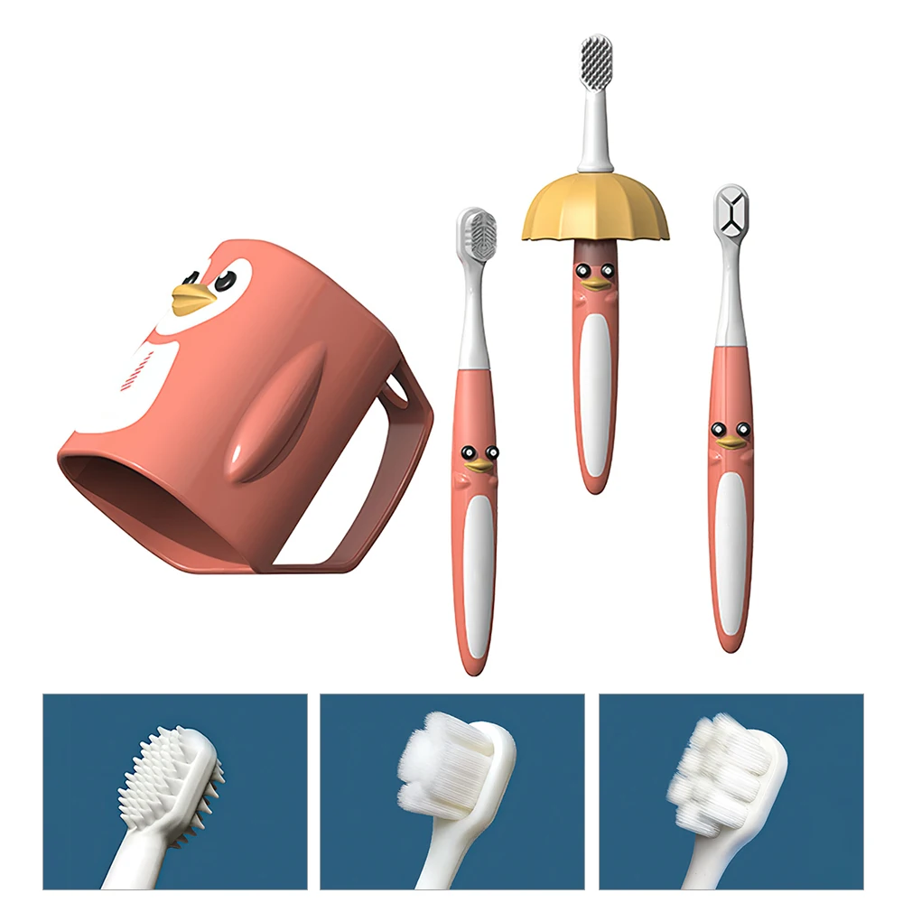 

Детская мультяшная детская зубная щетка с мягкой щетиной, детская зубная щетка для чистки с 3 мягкими сменными зубными щетками для пищевых п...