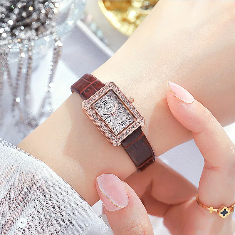 New Gypsophila watch ladies fashion trend exquisite small square watch student belt quartz watch enlarge
