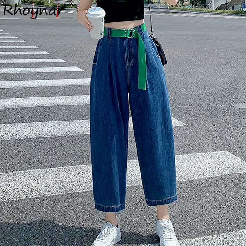 

Jeans Women Ankle-Length Trousers Wide Leg High Waist Bf Baggy Streetwear Popular Students Vintage Hot Sale Simple Daily Newest