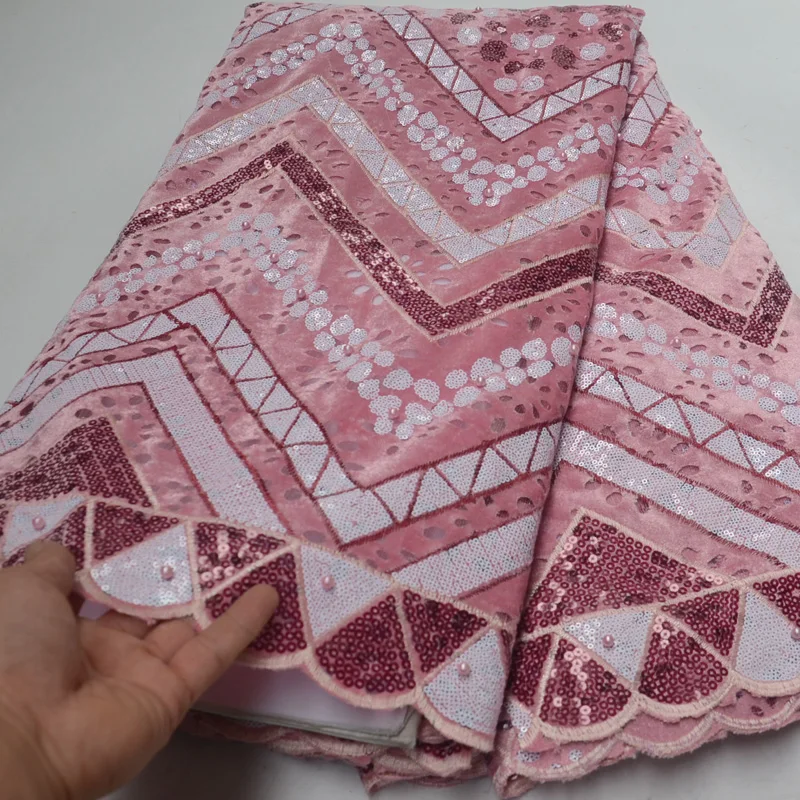 6 цветов Высококачественная розовая африканская бархатная кружевная ткань с