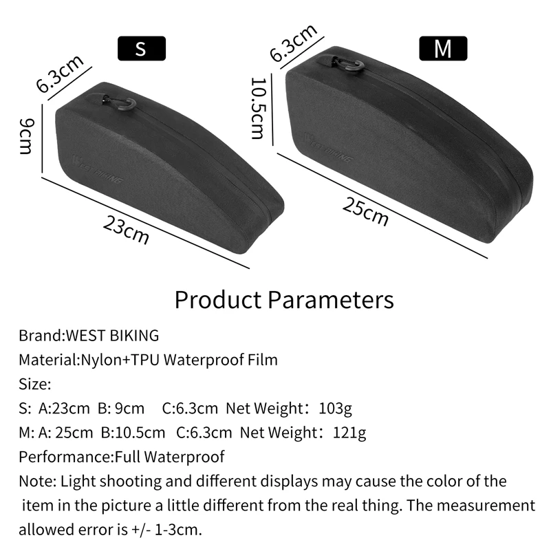 

WEST BIKING Waterproof Cycling Top Front Tube Bag Lightweight MTB Road Bike Frame Bag Slim Bicycle Pannier Case Bike Accessories