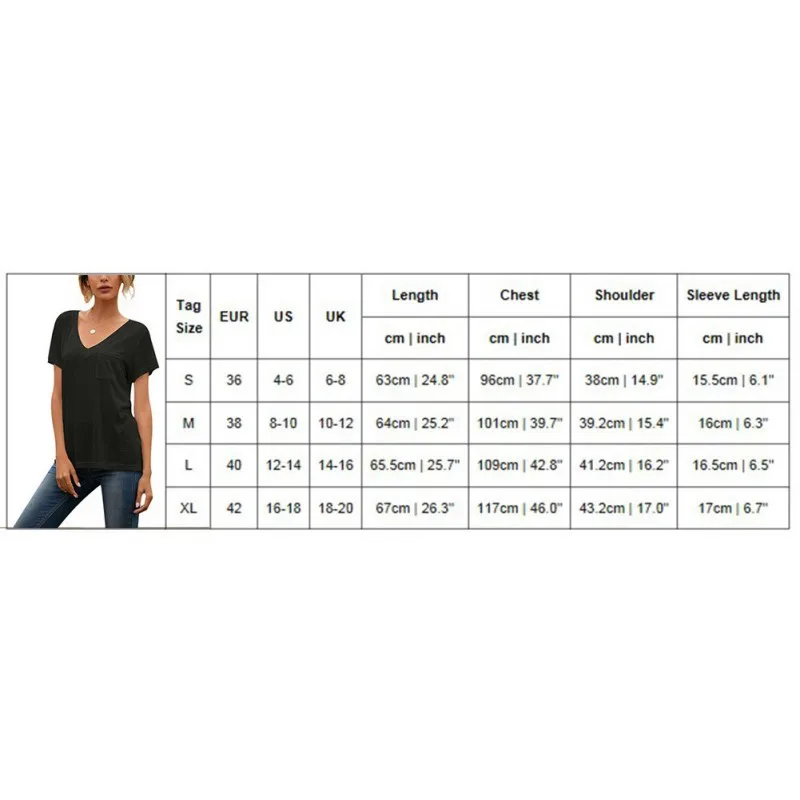 

Women's Summer New Women's V-neck Pocket Casual Loose Short Sleeve T-Shirt