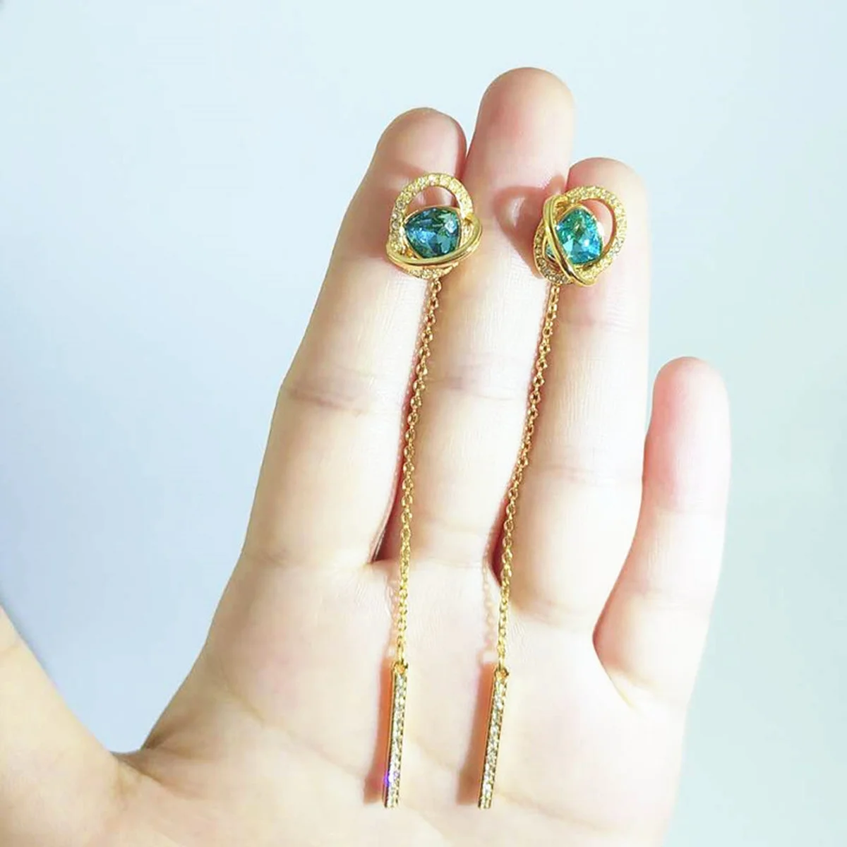 

2021 High Quality Swa New Generation Fashion Flash Female Temperament Long-style Jewelry Earrings Charming fashion jewelry