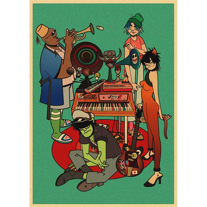 Плакаты Gorillaz из крафт-бумаги в стиле хип-хоп художественные картины Современная