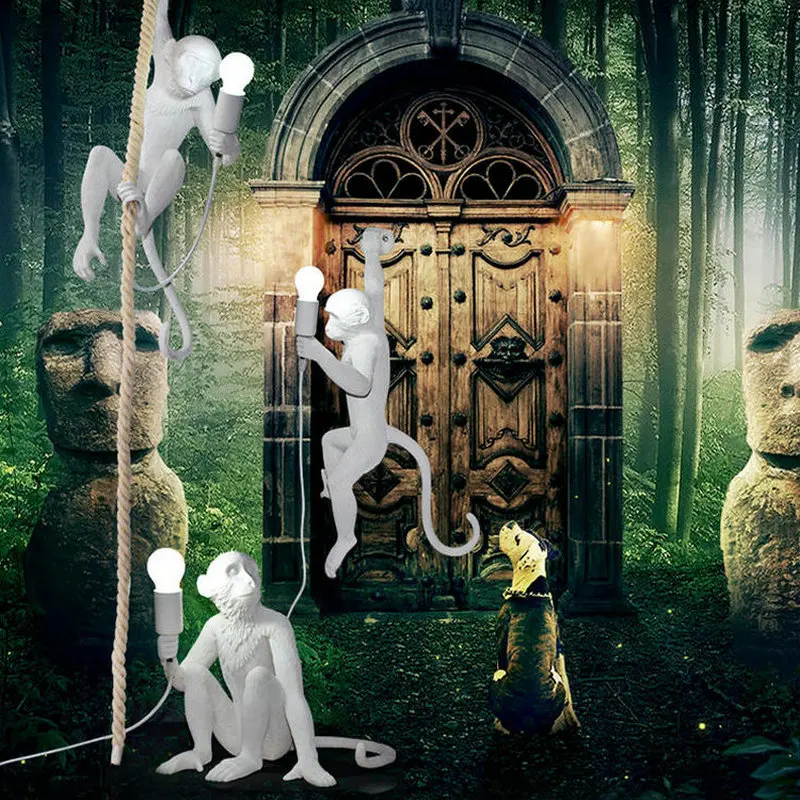 Винтажный подвесной светильник в виде обезьяны промышленный светодиодный для