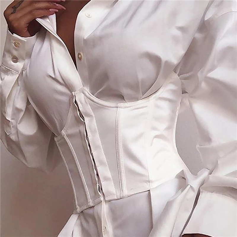 

2022 Fahsion Women Corset Wide Waist Belt Solid Color Black White Sexy Wide Elastic Tie Bodycon Belt Female Clothing Accessories