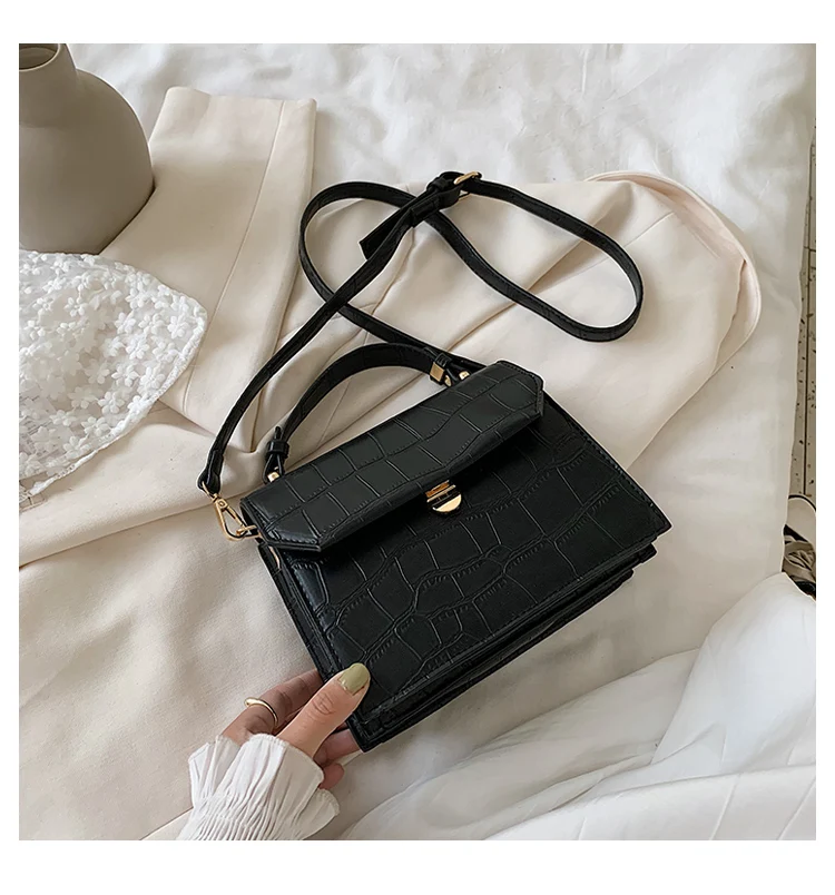 

Stone patent white Crossbody Bags For Women 2021 Small Handbag Small Bag PU Leather Hand Bag Ladies Designer