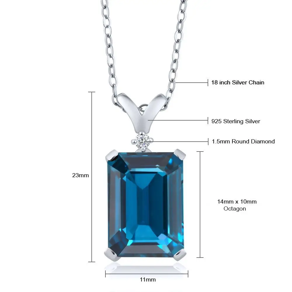 GemStoneKing 8 52 Ct Изумруд натуральный Лондон Голубой топаз белый бриллиант 925 Серебро
