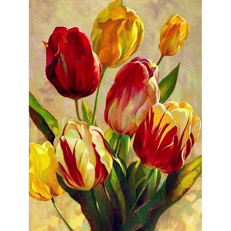 

Gatyztory Frame Tulip Painting By Numbers Canvas Colouring Flower Handpainted Artwork Diy Gift Home Wall Decor 60×75cm