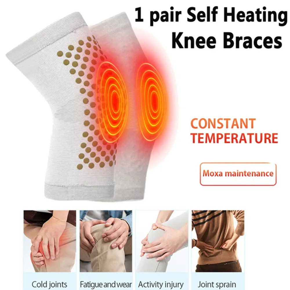 

2PCS Heating Knee Pads Warm Knee Pad Pain Relief Autumn And Winter Heating Knee Pads Elastic Knee Pads Wormwood Fever Knee Pad