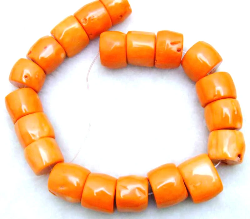 

Qingmos 20-30mm Column Knurl Natural Orange Coral Loose Beads for Jewelry Making DIY Necklace Bracelet Earring Strand 15"