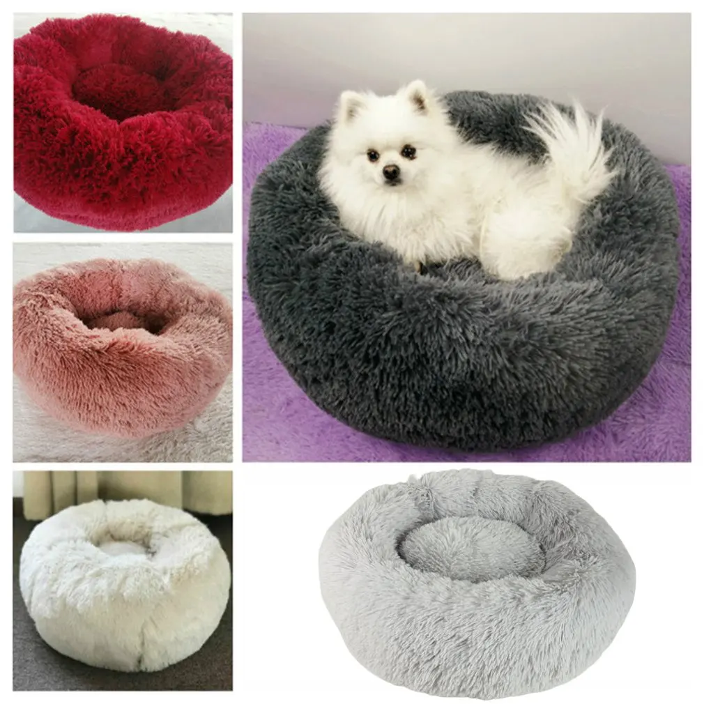 

Pet Cat Dog Nest Kennel Four Seasons Deep Sleep Long Hair Round Nest Plush Pp Cotton Pet Nest