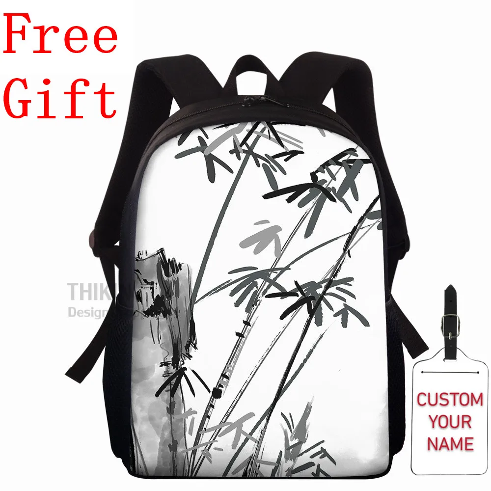 Рюкзак в китайском стиле с рисунком чернил и мойки бамбуковые чернила моющиеся