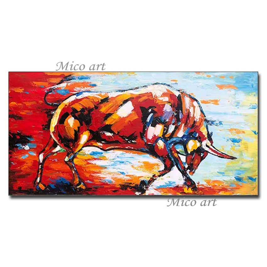 

High Quality Bull And Cow Canvas Oil Painting 100% Hand-painted Animal Paintings Art Canvas Wall Artwork Unframed Decor Pieces