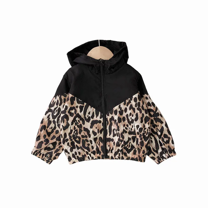 Leopard Для маленьких девочек Одежда для мальчиков весна-осень для детей с длинными рукавами и принтом худи с леопардом Водонепроницаемый куртки-ветровки LZ479 - Цвет: Leopard