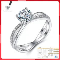 925 sterling silver moissanite silver ring fine jewelry round cut 1ct 2ct ij anniversary wedding diamond rings for girlfriend
