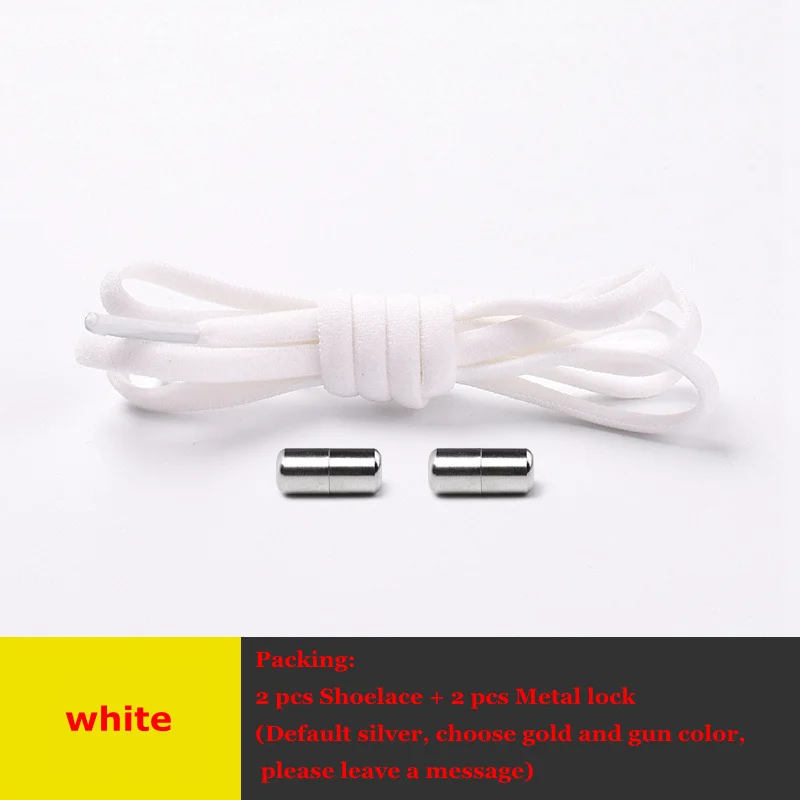 Белый 1 Pair Elastic Shoe laces Round No Tie Shoelaces Kids and Adult Sneakers Shoelace Running Leisure Quick Lazy Laces 19 Colors - Цвет: Белый