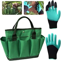 garden tool tote bag gardening gloves multi purpose organizer oxford bag foldable armygreen with multi pocket portable