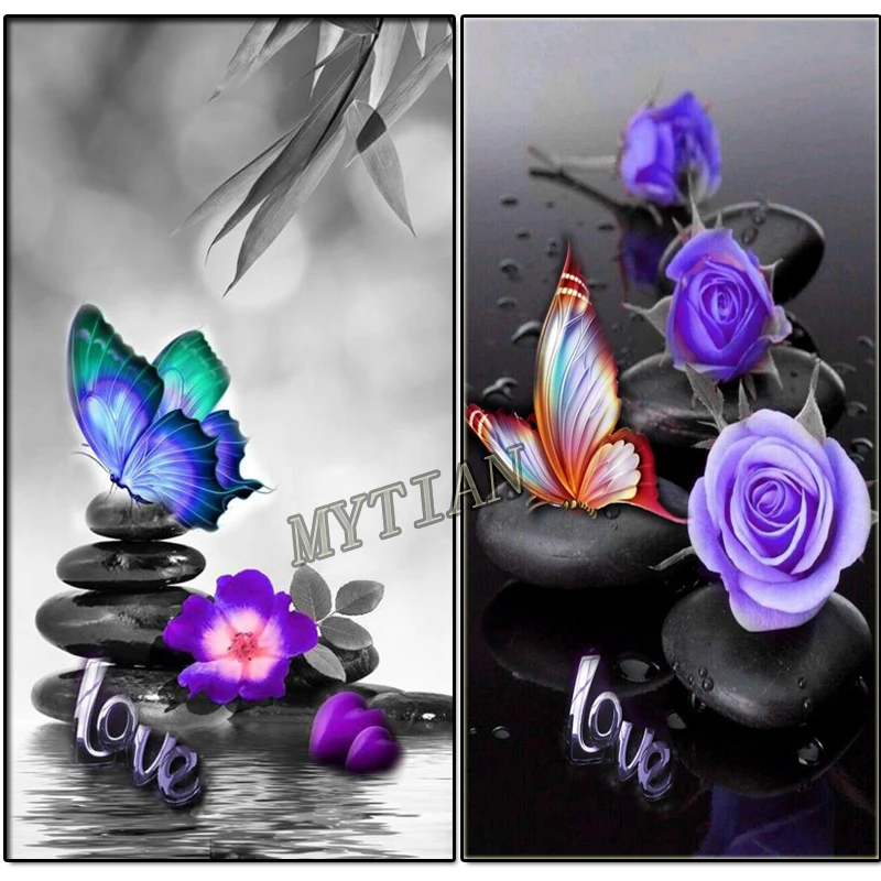 

full square/round 5d diy diamond painting Stone Flower Butterfly diamond Embroidery pattern cross stitch mosaic wall stickers