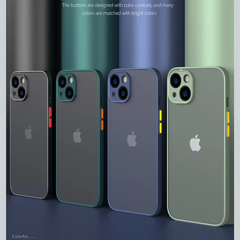 Luxury Matte Transparent TPU Square Phone Case For iPhone 14 13 12 11 Pro Max Mini XS XR X 8 7 Plus SE 2020 IPHON Hard PC Cover images - 6