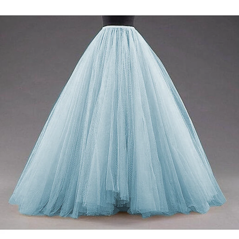 

Индивидуальная Тюлевая юбка s Tutus femme, многослойная Тюлевая юбка для женщин, женские Пышные юбки до пола, пыльный синий цвет