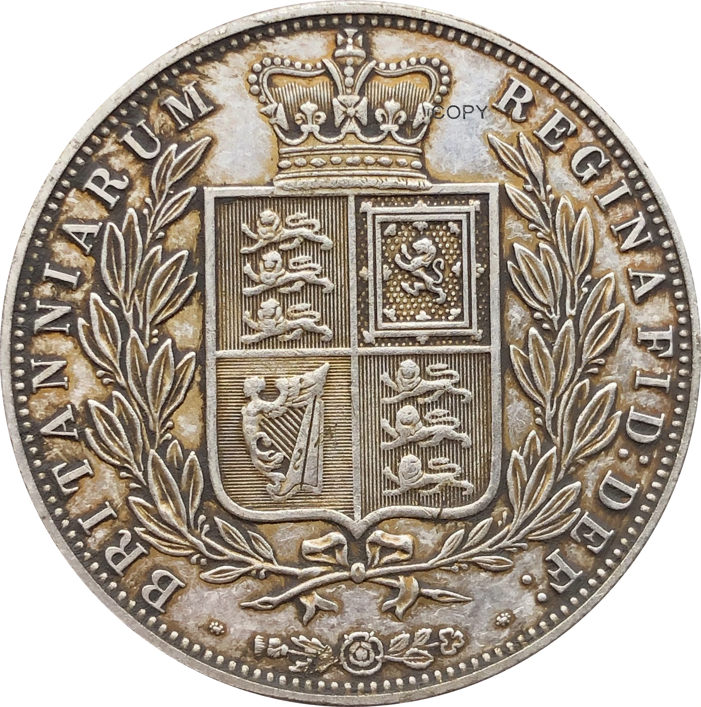 Untied Kingdom 1877  ½ Half Crown Copy Coin Victoria Cupronickel Silver Plated Young Head Replica images - 6