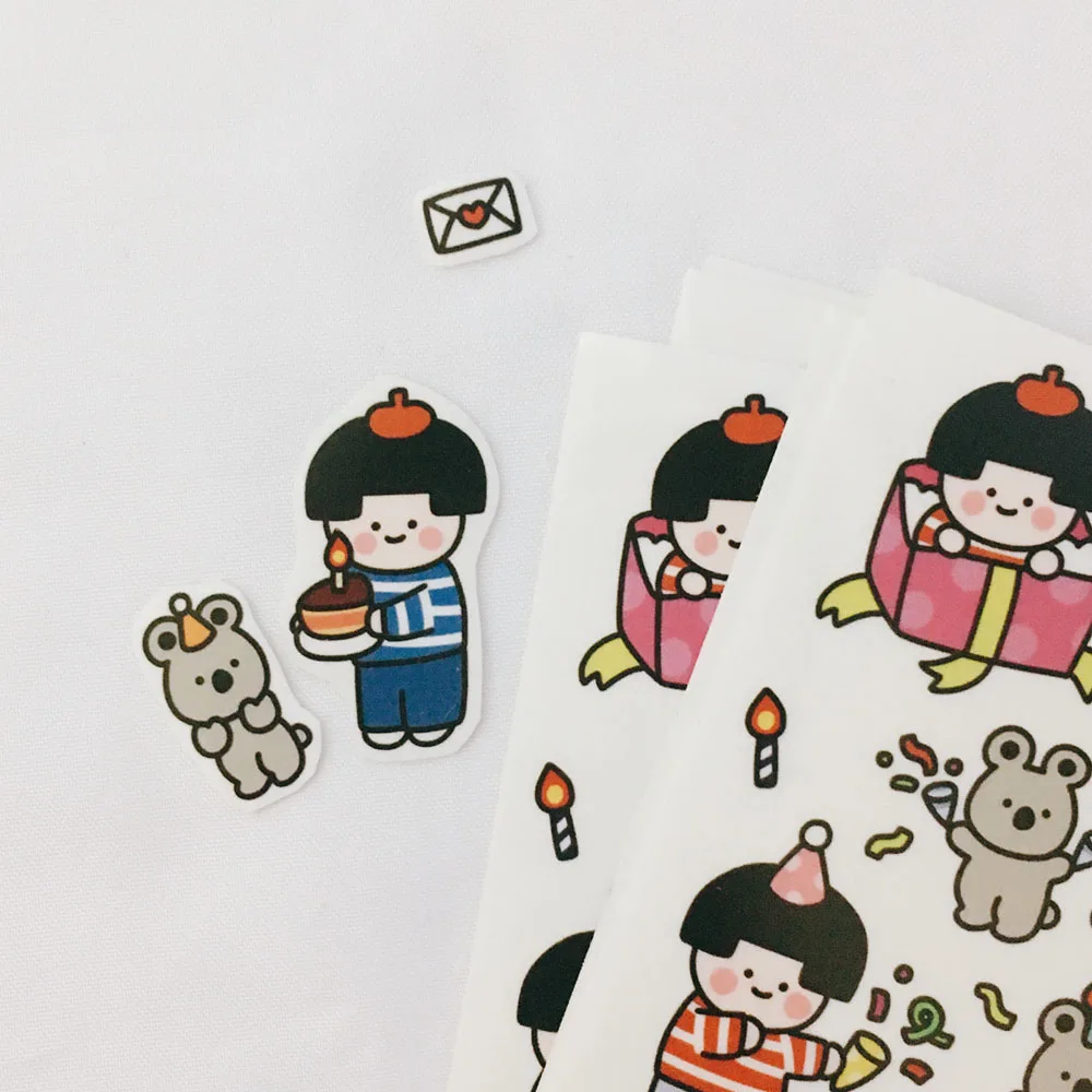 Мультяшные наклейки из ПВХ на день рождения Ins с уплотнением высококачественные