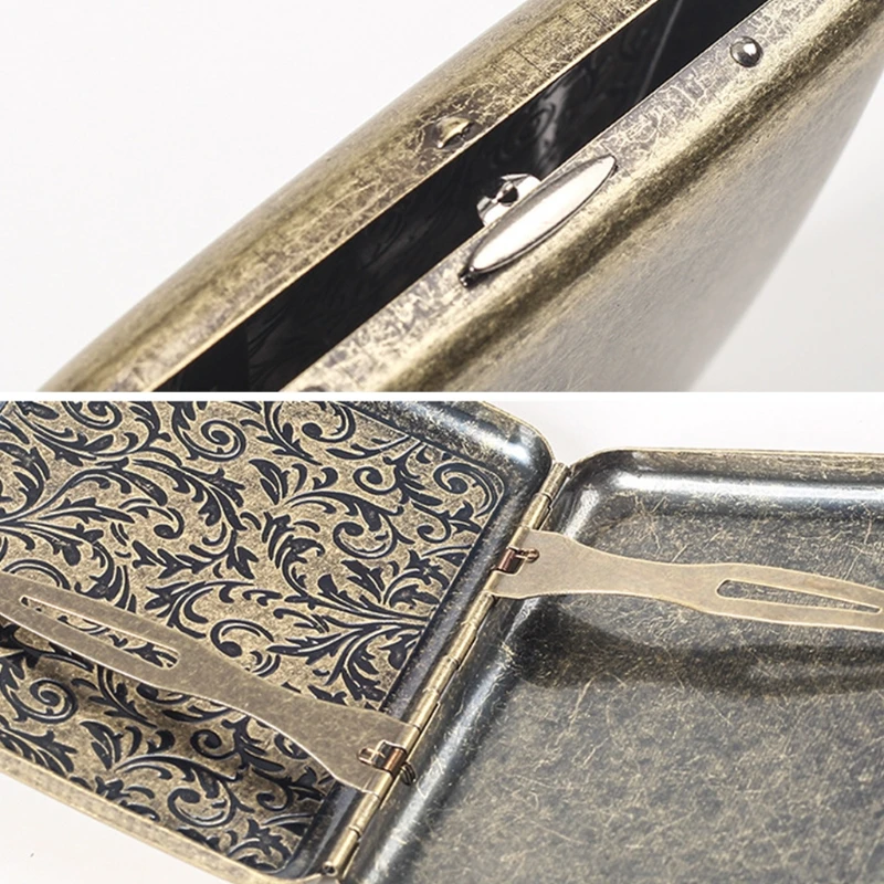 Ретро металлическая сигаретная чехол с подарочной коробкой Двусторонняя