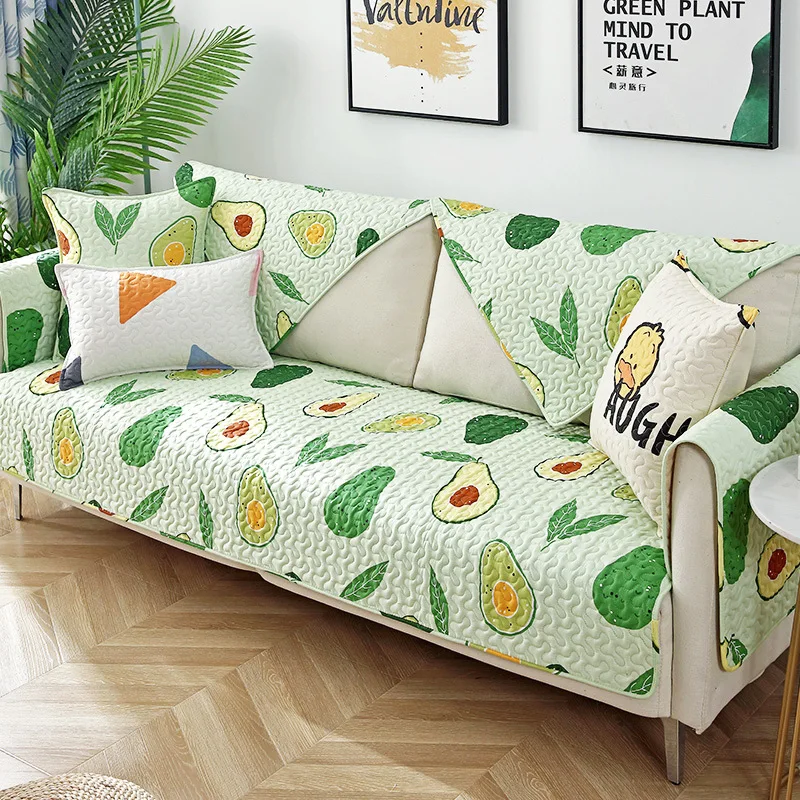 Хлопковый чехол для дивана в клетку и полоску современное минималистичное