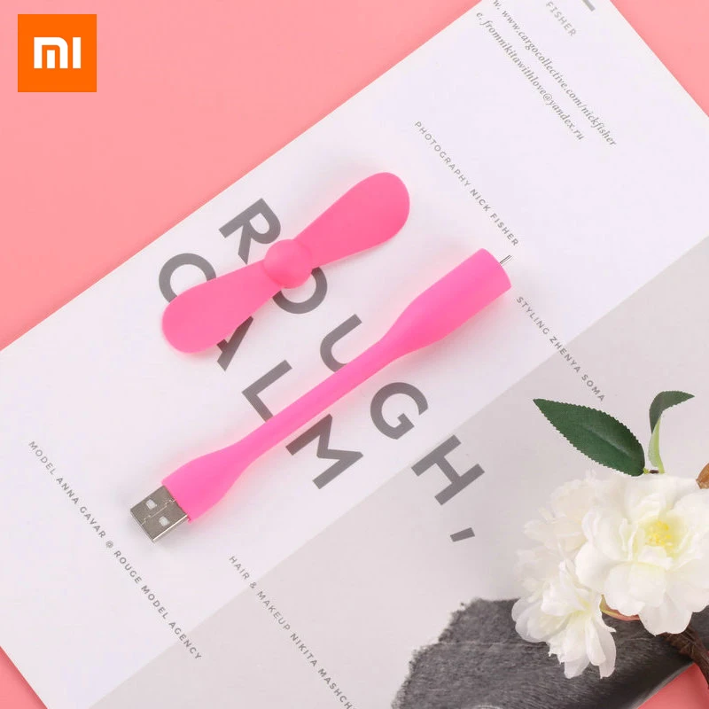 Pink Xiaomi Портативный Гибкий мини USB вентилятор гибкие съемные USB гаджеты низкая мощность для банка питания для ПК для ноутбука для OTG - Color: Pink