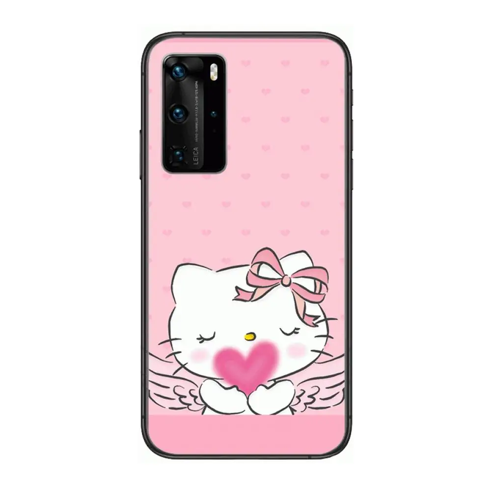 

Cute cat HELLO ketty cute student style Phone Case For Huawei P 40 30 20 10 9 8 Lite E Pro Plus Black Etui Coque Painting Hoesj