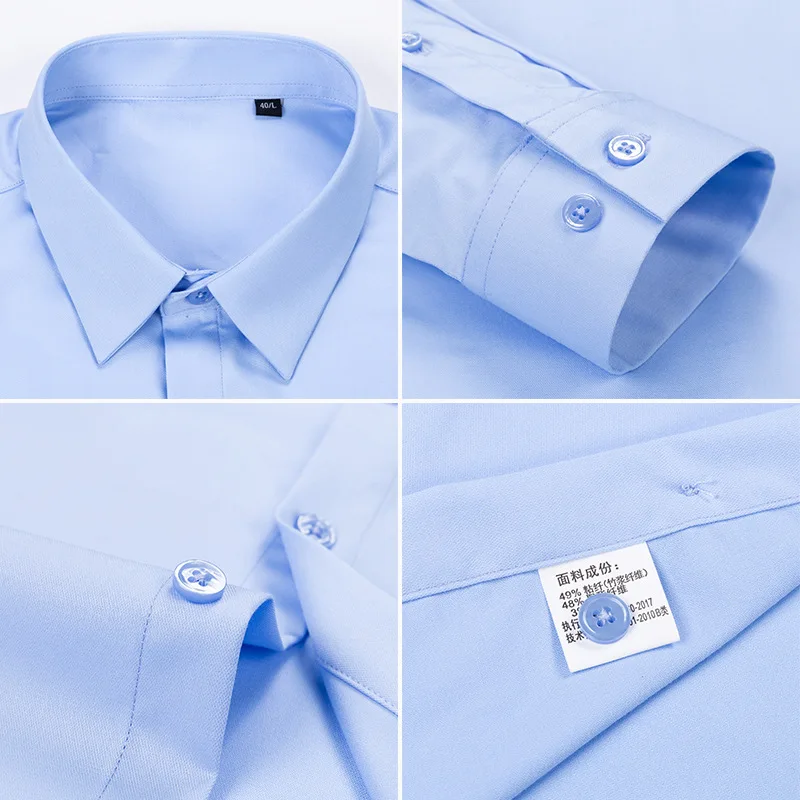 Мужская рубашка из бамбукового волокна с длинными рукавами эластичная деловая