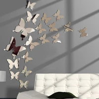 1224 pcslot 3d butterfly mirror wall sticker decal wall art removable wedding decoration kids room decoration sticker crystal