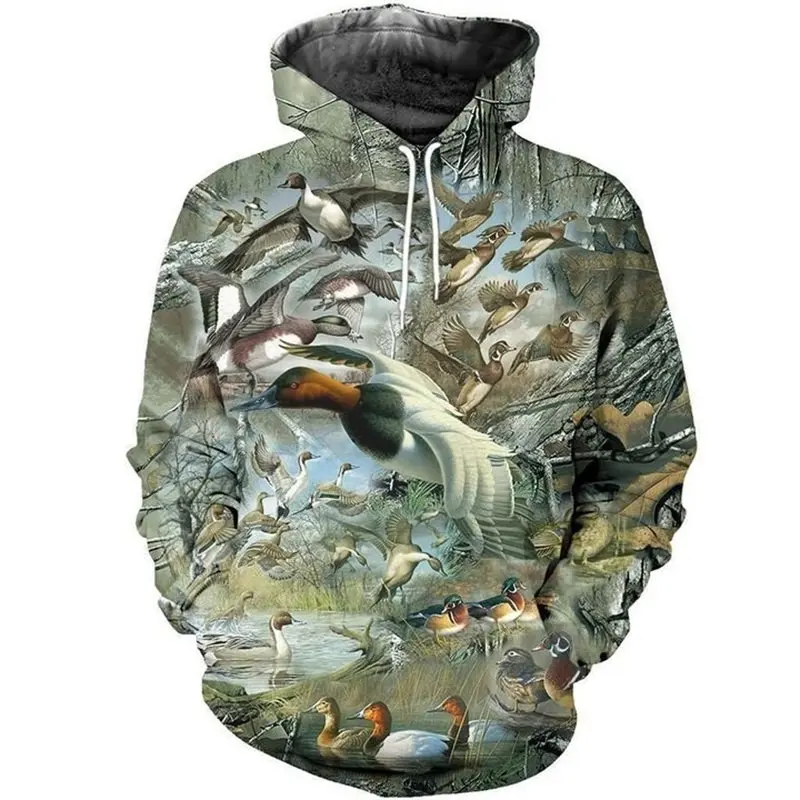 

Harajuku Fashion Hooded Camo Duck Hunting 3D Printed zipper hoodies Unisex Sweatshirt Street Casual sweatshirt