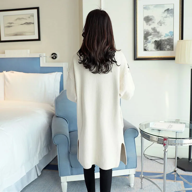 Women Long Sweater Cardigan Fashion Autumn Winter Sleeve Loose Thick Knitted Womens Sweaters Coats Pull OK177 |
