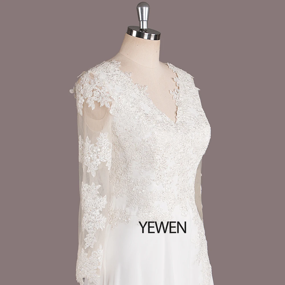 Свадебное платье с длинным рукавом 2019 сексуальное пляжное v образным вырезом и