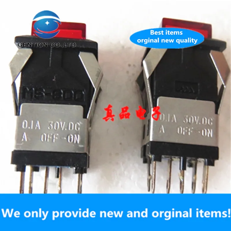 11PCS 100% New original MS-800 imported Japanese Sanshan square button with light button self-locking switch 6 feet 0.1A 30VDC