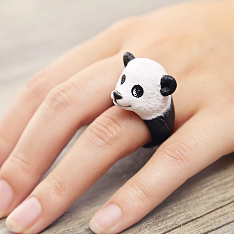 Кольца на палец с милой Свинкой, пандой, собакой, тигром, попугаем, 3D животным, женские кольца, массивные ювелирные изделия Anillos